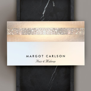 Fun Modern Silver Sequin Gold Beauty Salon Visitekaartje