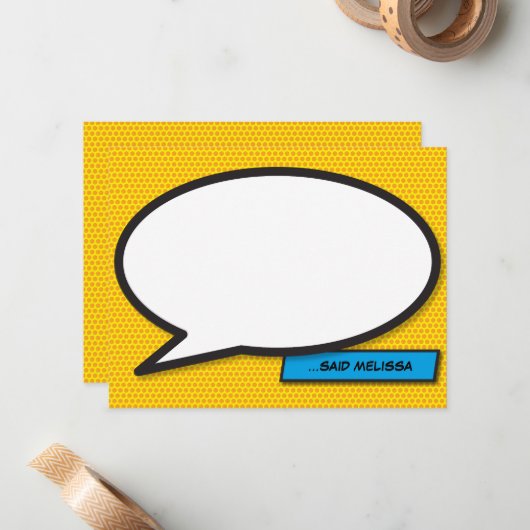 Fun Modern Speech Bubble Aangepast Notitiekaartje (Voorkant / Achterkant in situ)