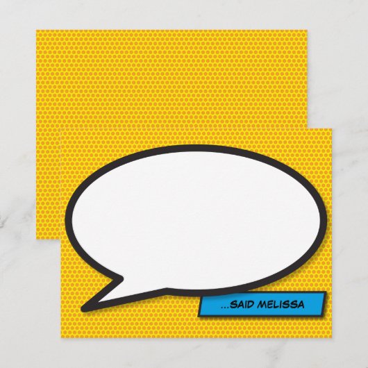 Fun Modern Speech Bubble Aangepast Notitiekaartje (Voorkant / Achterkant)