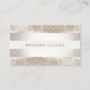 Fun Modern Stripes, Silver Sequin Visitekaartje