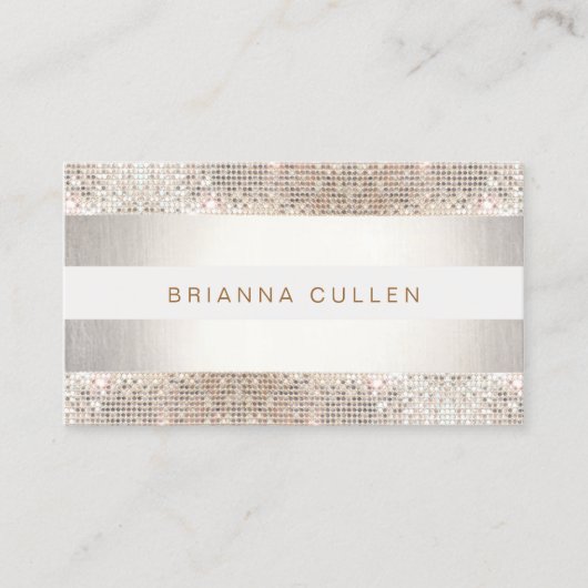 Fun Modern Stripes, Silver Sequin Visitekaartje (Voorkant)