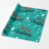 Fun Modern Teal Merry Christmas Script Cadeaupapier (Uitgerold)