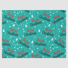 Fun Modern Teal Merry Christmas Script Decoupage Tissuepapier