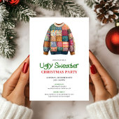 Fun Modern Ugly Sweater Christmas Invitation Kaart