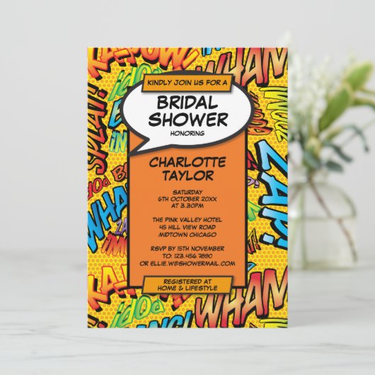 Fun Modern Vrijgezellenfeest Comic Book Kaart (Staand voorkant)