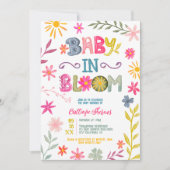 Fun modern whimsical floral baby in bloei douche kaart (Voorkant)