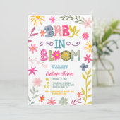 Fun modern whimsical floral baby in bloei douche kaart (Staand voorkant)