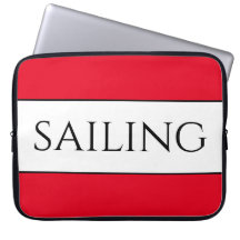 Fun Modern White Bold Red Trim SAILING Stripes