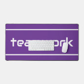 Fun Modern White TEAMWORK Stripes On Royal Purple Bureaumat (Keyboard & Muis)