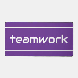 Fun Modern White TEAMWORK Stripes On Royal Purple Bureaumat