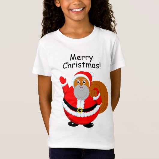 Fun moderne cartoon van een jolly Black Santa Clau T-shirt (Voorkant)