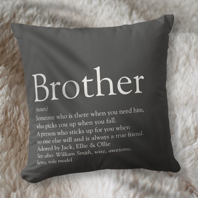 Fun Moderne Gray Cool Best Brother Ever Definition Kussen (Fun Modern Gray Cool Best Brother Ever Definition Throw Pillow)