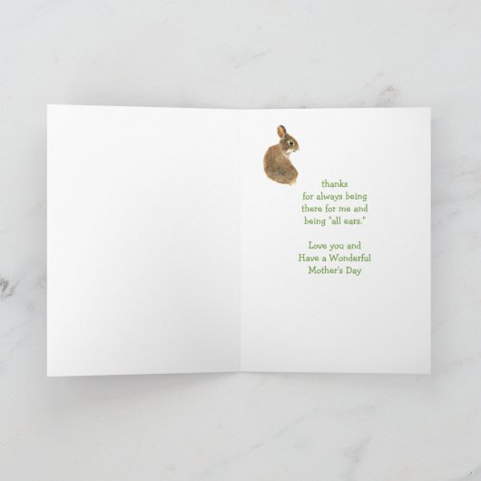 Fun Moederdag All Ears Cute Bunny Rabbit Kaart (Binnen)
