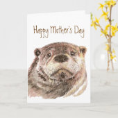 Fun Moederdag Custom Cute Otter Natuur Wildlife Kaart (Gele Bloem)