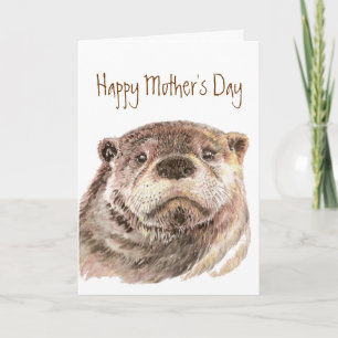 Fun Moederdag Custom Cute Otter Natuur Wildlife Kaart