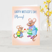 Fun Moederdag voor mama met Cute Mice Kaart (Gele Bloem)