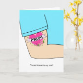 Fun Mom Tattoo Happy Birthday Wenskaart Kaart (Gele Bloem)
