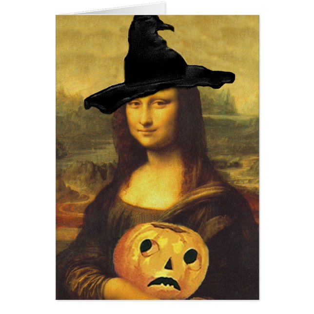 Fun Mona Lisa Witch JOL pompoen Happy Halloween (Voorkant)