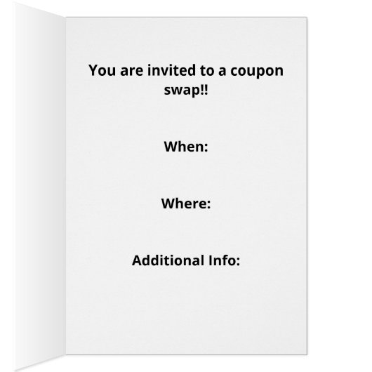 Fun Money Saving Coupon Swap Uitnodiging Sociaal F (Binnen (Rechts))