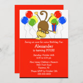 Fun Monkey Birthday Uitnodiging (Voorkant / Achterkant)