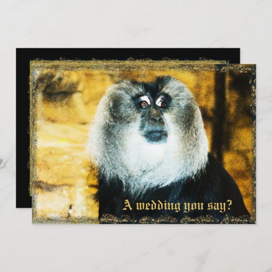 Fun Monkey Photo Zoo Wedding Invitations Kaart (Voorkant / Achterkant)