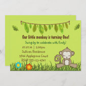Fun Monkey Safari Design Verjaardag Uitnodigen Kaart (Voorkant / Achterkant)