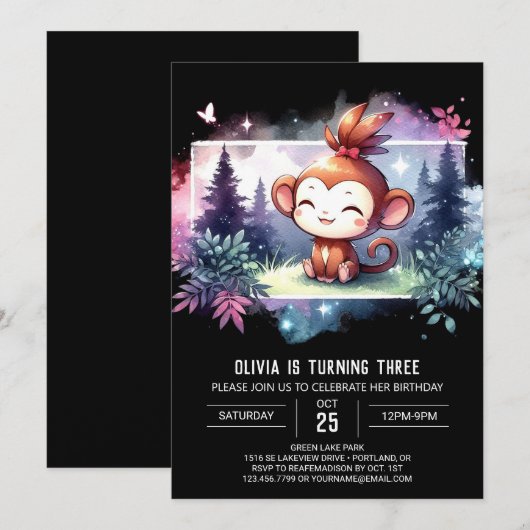 Fun Monkey Verjaardag Kaart (Voorkant / Achterkant)