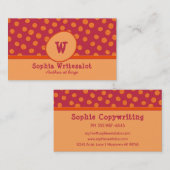 Fun Monogram Cranberry & Oranje Pattern Visitekaartje (Voorkant / Achterkant)