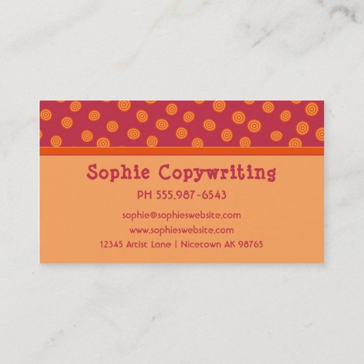 Fun Monogram Cranberry & Oranje Pattern Visitekaartje (Achterkant)