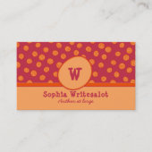 Fun Monogram Cranberry & Oranje Pattern Visitekaartje (Voorkant)