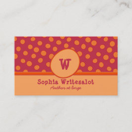 Fun Monogram Cranberry & Oranje Pattern Visitekaartje