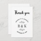 Fun Monogram Floral Botanical Wedding Couple Name Bedankkaart (Voorkant / Achterkant)