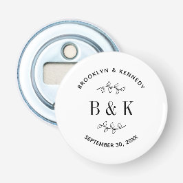 Fun Monogram Floral Botanical Wedding Couple Name Button Flesopener