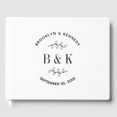 Fun Monogram Floral Botanical Wedding Couple Name Gastenboek (Voorkant)