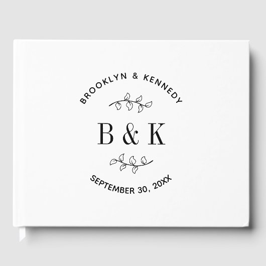 Fun Monogram Floral Botanical Wedding Couple Name Gastenboek (Voorkant)