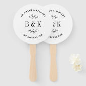 Fun Monogram Floral Botanical Wedding Couple Name Handwaaier (Voorkant en achterkant)