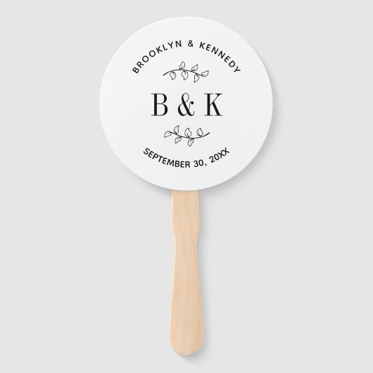 Fun Monogram Floral Botanical Wedding Couple Name Handwaaier (Voorkant)