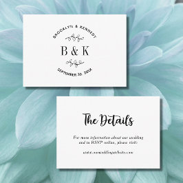 Fun Monogram Floral Botanical Wedding Couple Name Informatiekaartje