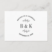 Fun Monogram Floral Botanical Wedding Couple Name Informatiekaartje (Achterkant)