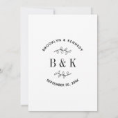 Fun Monogram Floral Botanical Wedding Couple Name Kaart (Achterkant)