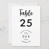 Fun Monogram Floral Botanical Wedding Table Number (Voorkant)