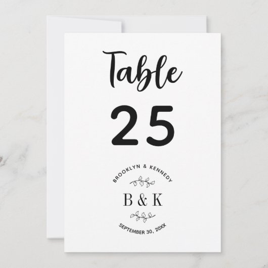 Fun Monogram Floral Botanical Wedding Table Number (Achterkant)