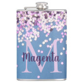 Fun Monogram Lavender Confetti op Blue Heupfles (Voorkant)