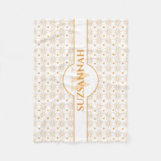 Fun Monogram Naam Handtekening Zon Fleece Deken (Voorkant)