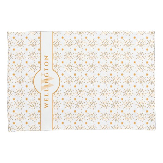 Fun Monogram Naam Handtekening Zon Kussensloop (Voorkant-Rechts)