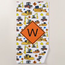 Fun Monogrammed Construction Vehicles Pattern