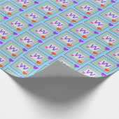 Fun Monogrammed Hearts Blauwgroen, roze, Paarse en Cadeaupapier (Hoek)