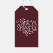 Fun monoline Kerstmis Blessings script Cadeaulabel (Voorkant)
