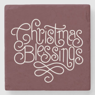 Fun monoline Kerstmis Blessings script Stenen Onderzetter