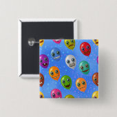 Fun Monster Gezichtballonnen Vierkante Button 5,1 Cm (Voorkant /achterkant)